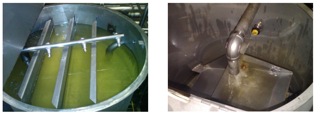Water &amp;amp; d-limonene Decant Tank (Left) Collected d-limonene (Right)