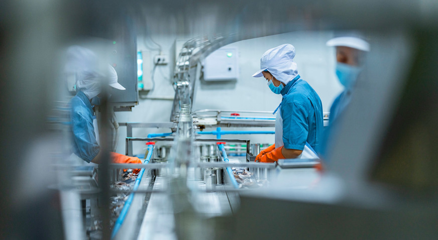Workers Canning Line