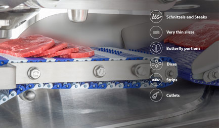 A cortadora de porções com controle de peso mais flexível do mercado