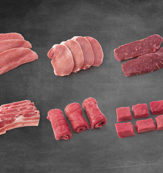 Gewichtsgenau portioniertes Frischfleisch Marel V-Cut